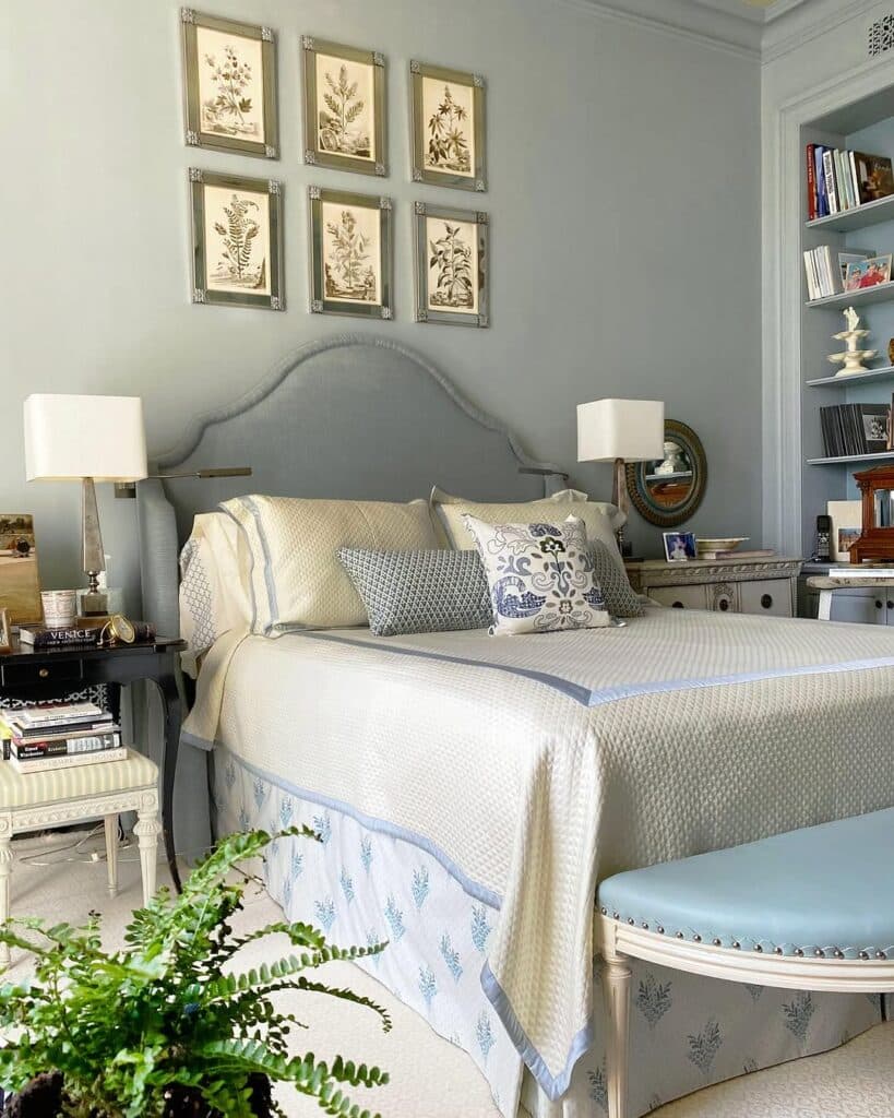 Grey Botanical French Cottage Bedroom