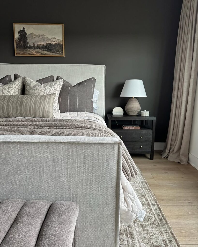 Grey Charcoal Bedroom with Earthy Textures