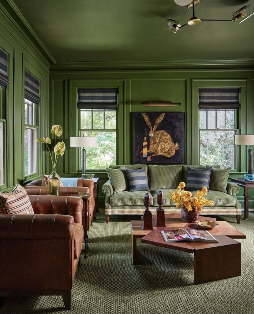 Heritage Lounge with Forest Green Paneling