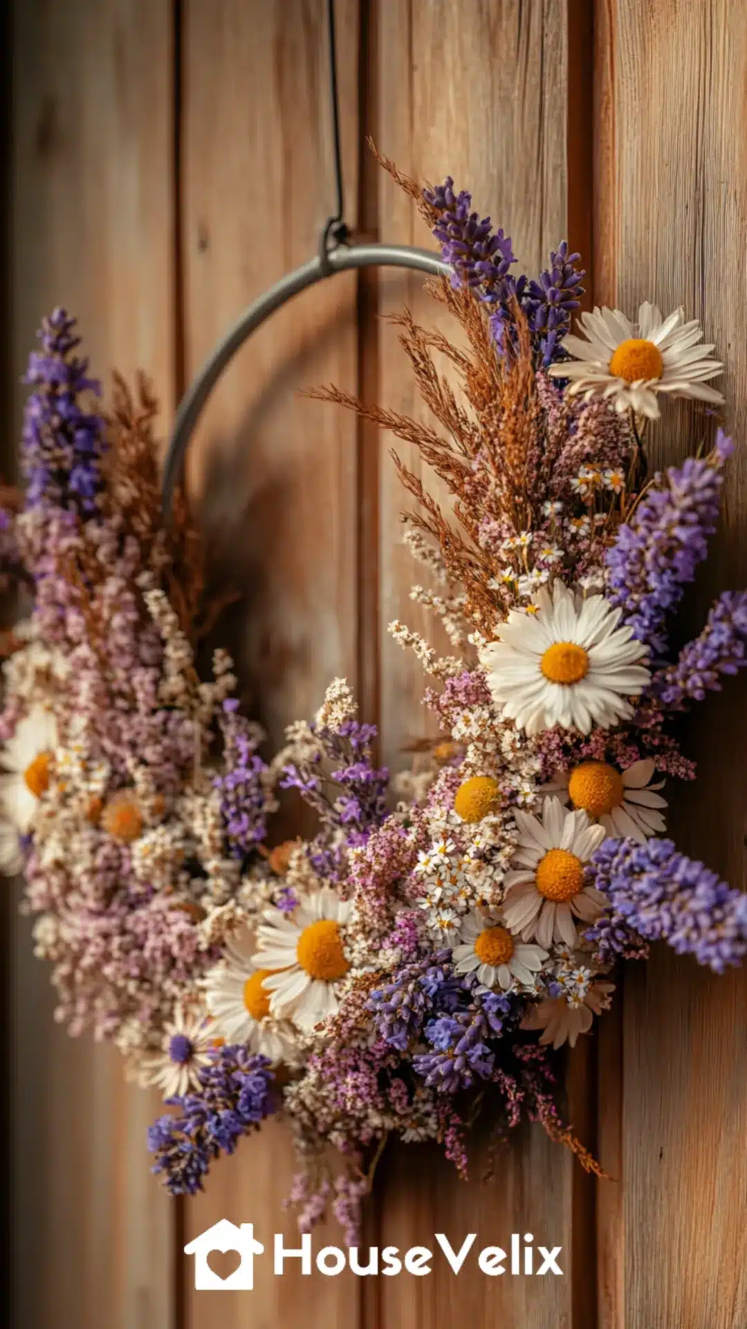 Wildflower Hoop Wreath with Minimal Frame