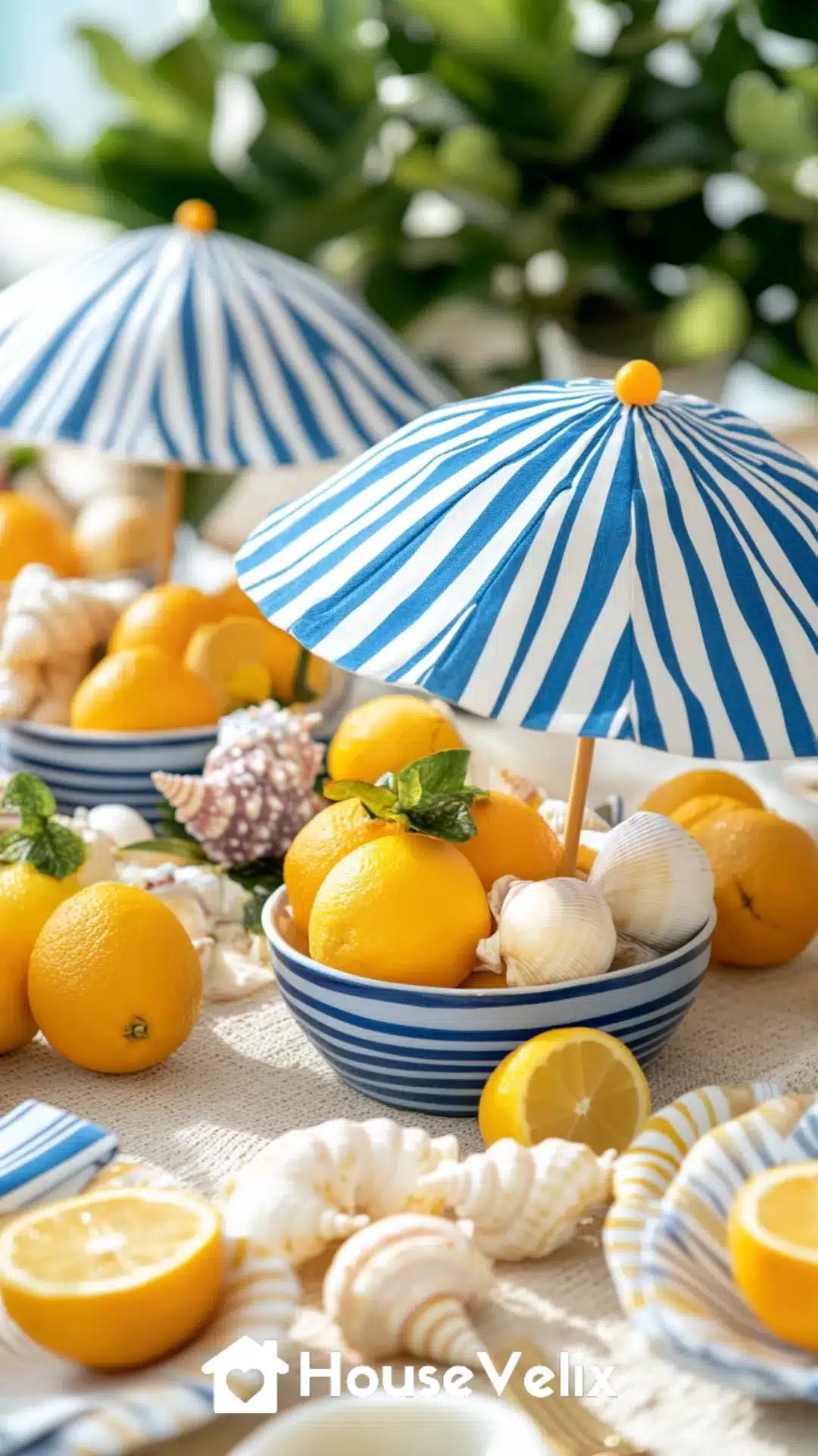 Striped Umbrella-Inspired Mini Centerpiece for Indoor Vibe