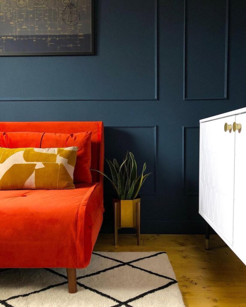 Inky Blue Paneled Wall