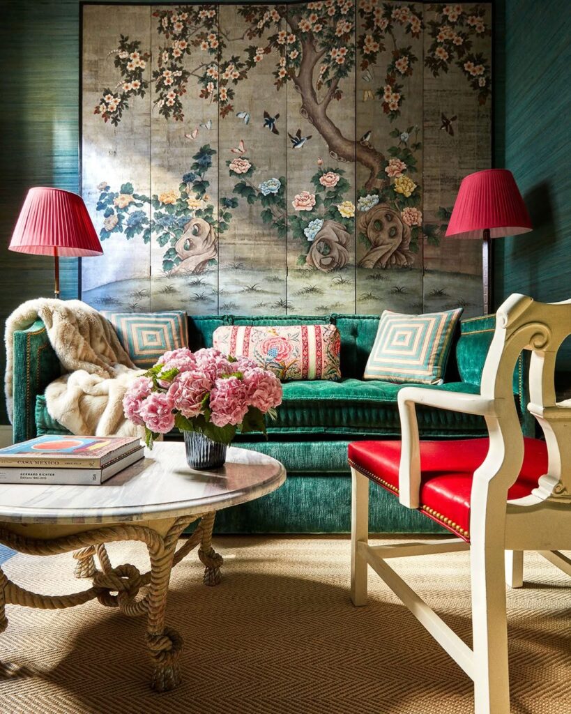 Jewel-Tone Chinoiserie Green Salon
