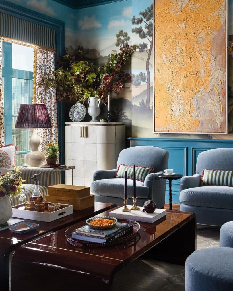 Jewel-Tone Painterly Landscape Parlor