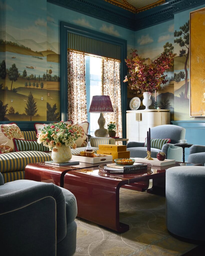 Jewel-Tone Painterly Mural Salon