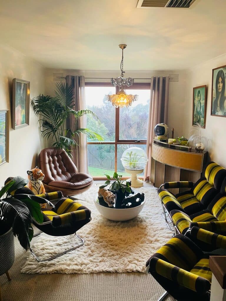 Jungle Accents in a Chrome Striped Lounge