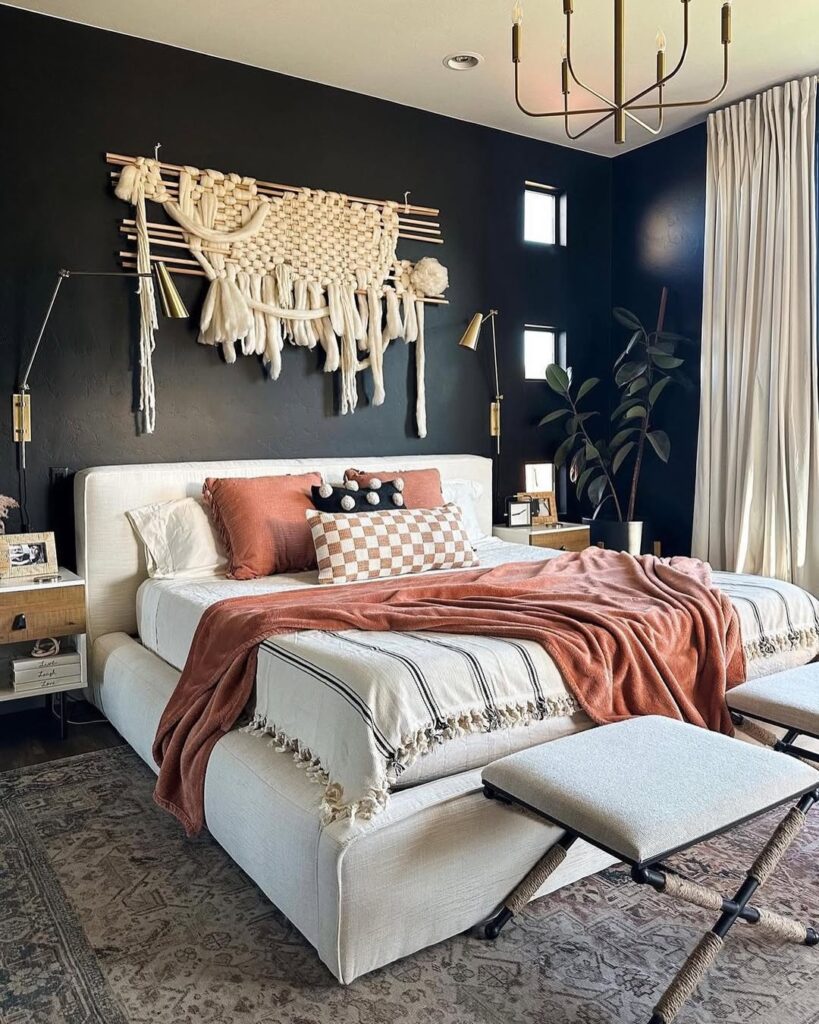 Large Macramé on a Charcoal Backdrop