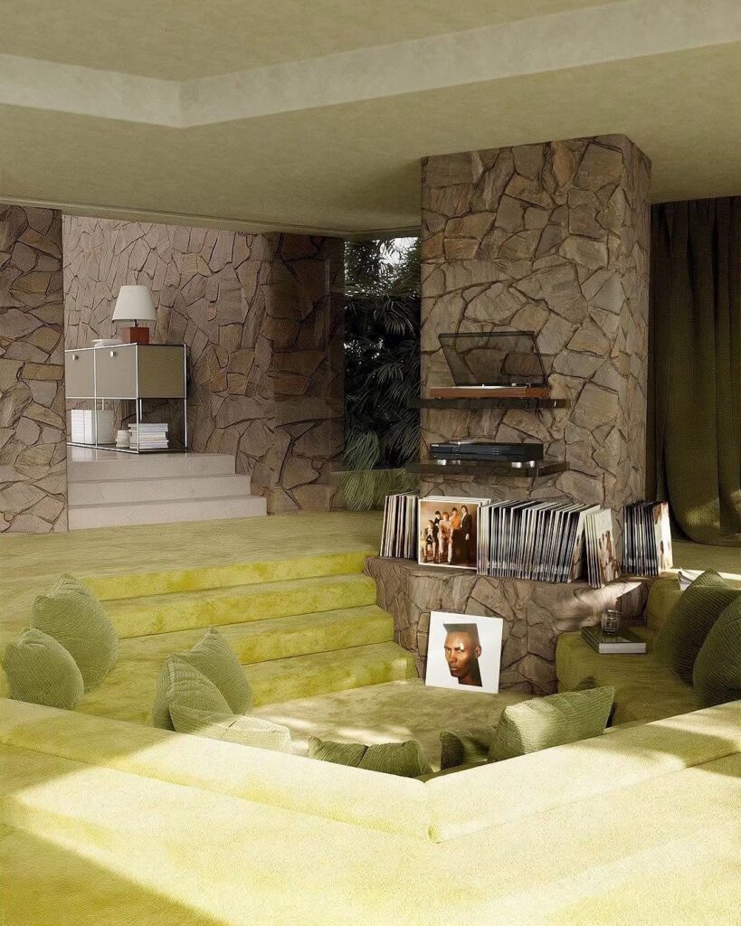 Late-1960s Sunken Stone Conversation Pit