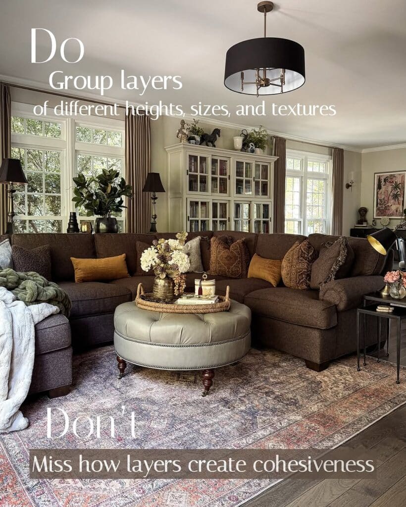 Layered Cocoa Sectional Living Room