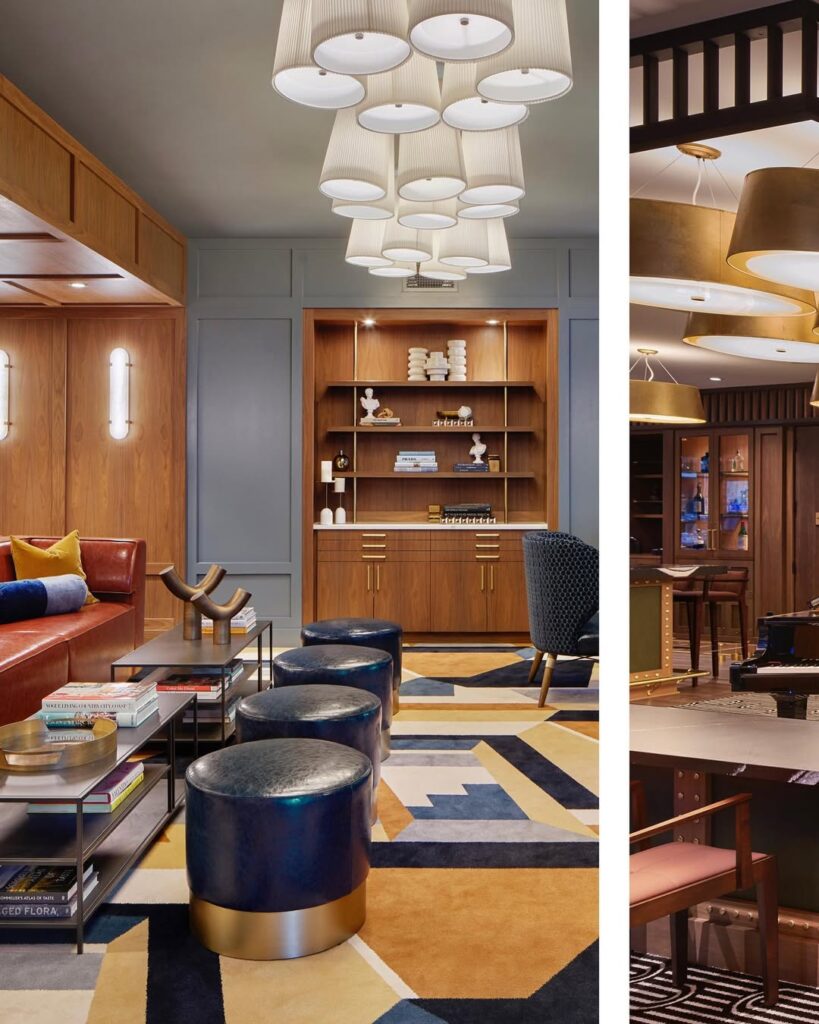 Leather Seating with Navy Stools