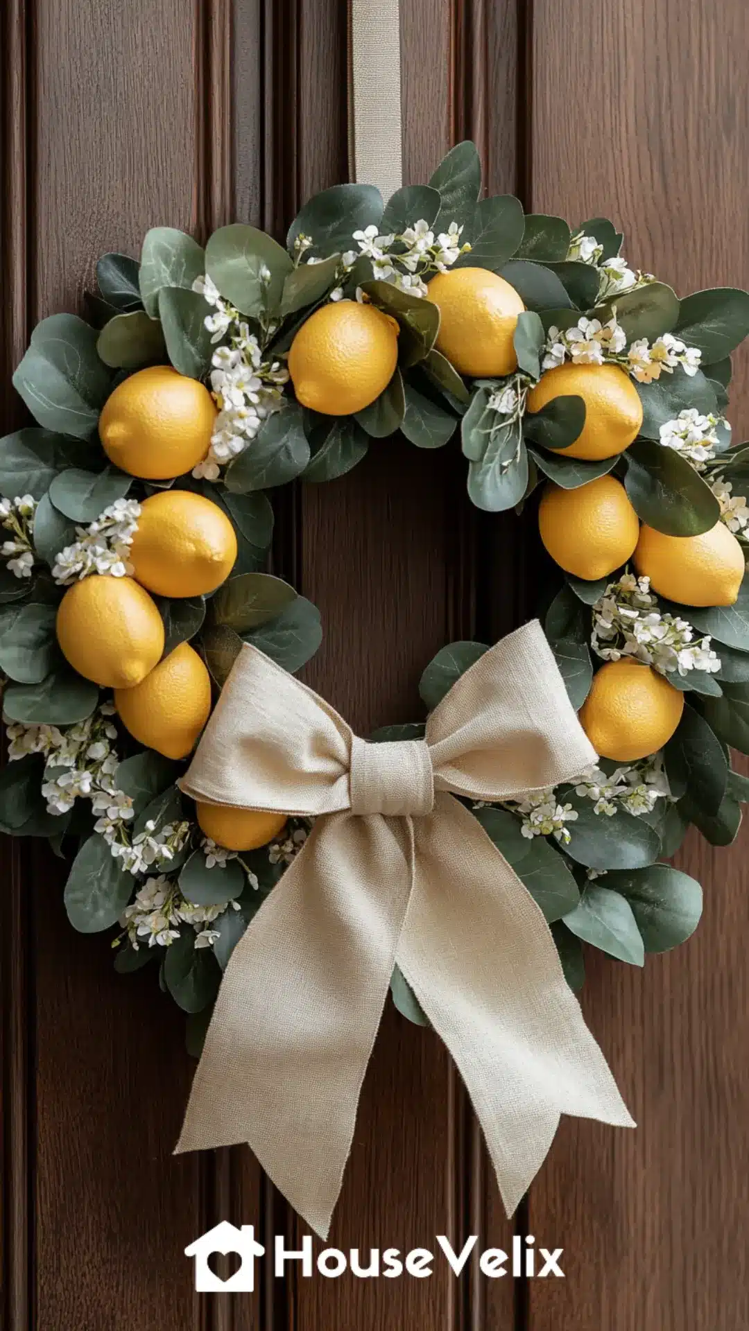 Lemon and Eucalyptus Wreath with Linen Bow