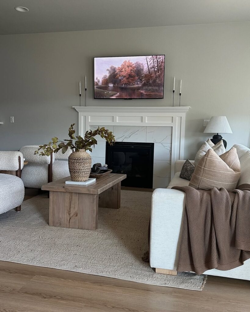 Living Room with Soft Greige and Rustic Oak