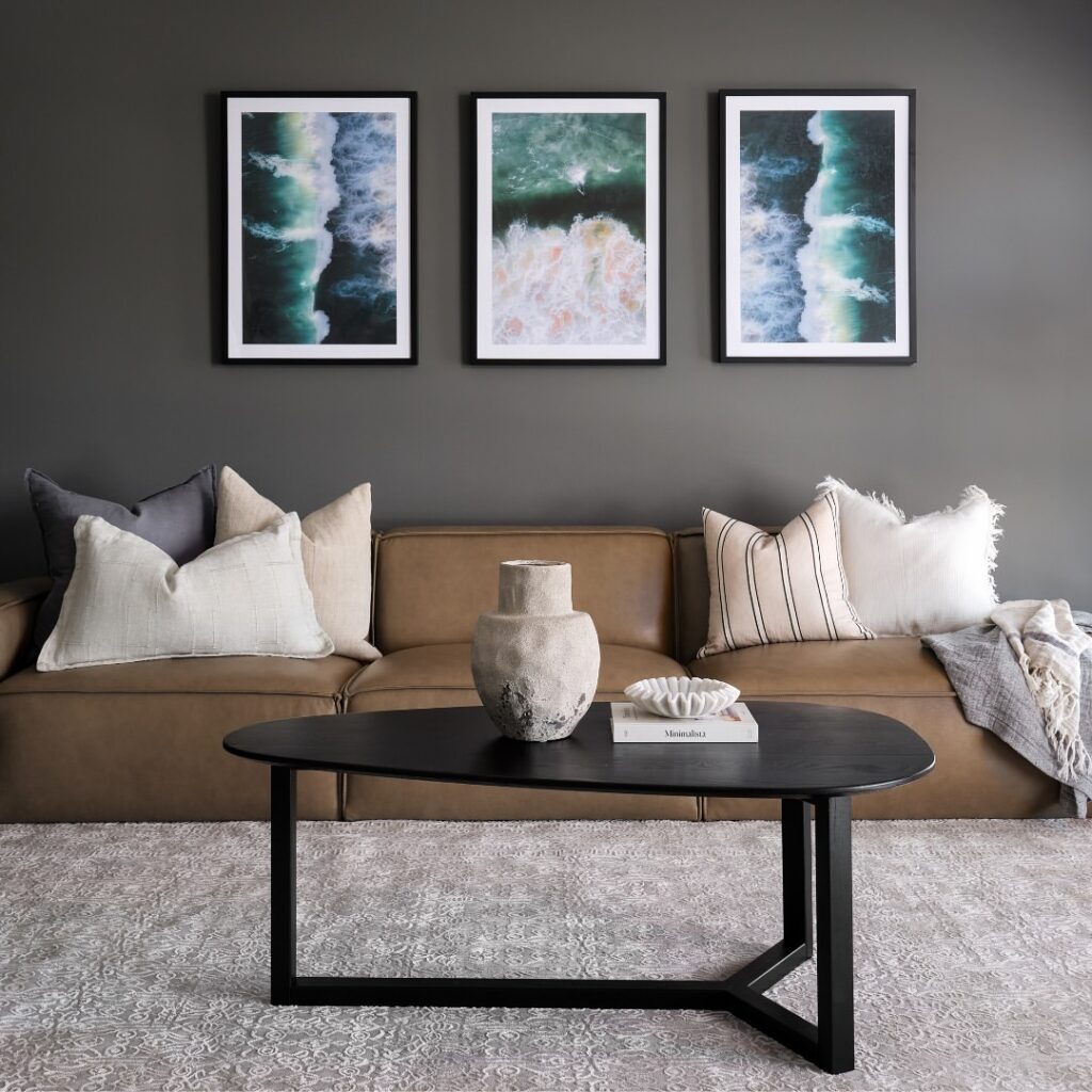 Living Room with Stormy Taupe and Coastal Contrast