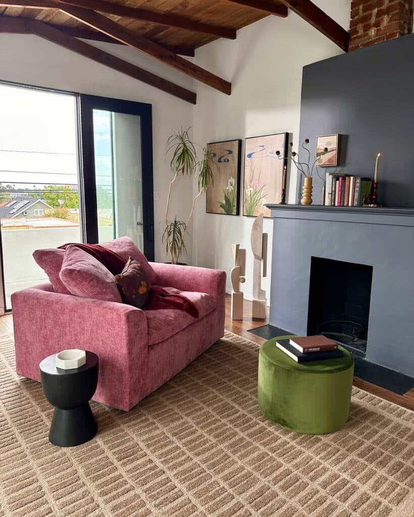 Loft Reading Spot with a Velvet Armchair