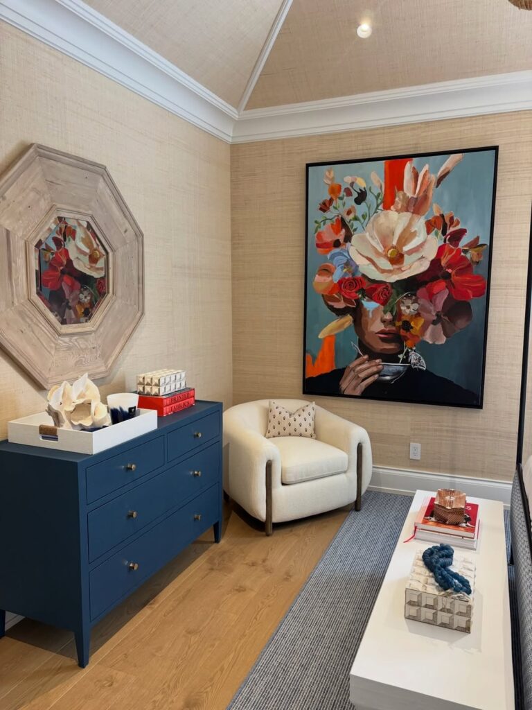 Lounge Accent Featuring a Floral Portrait