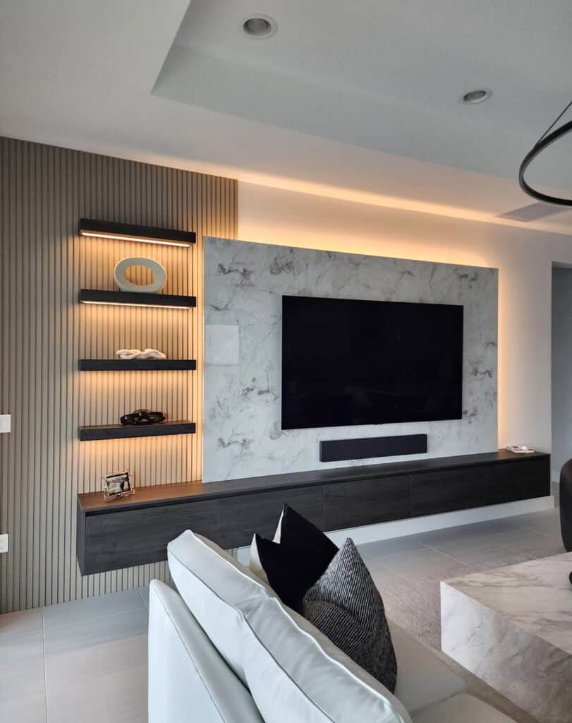 Low Profile Marble Inspired TV Stand