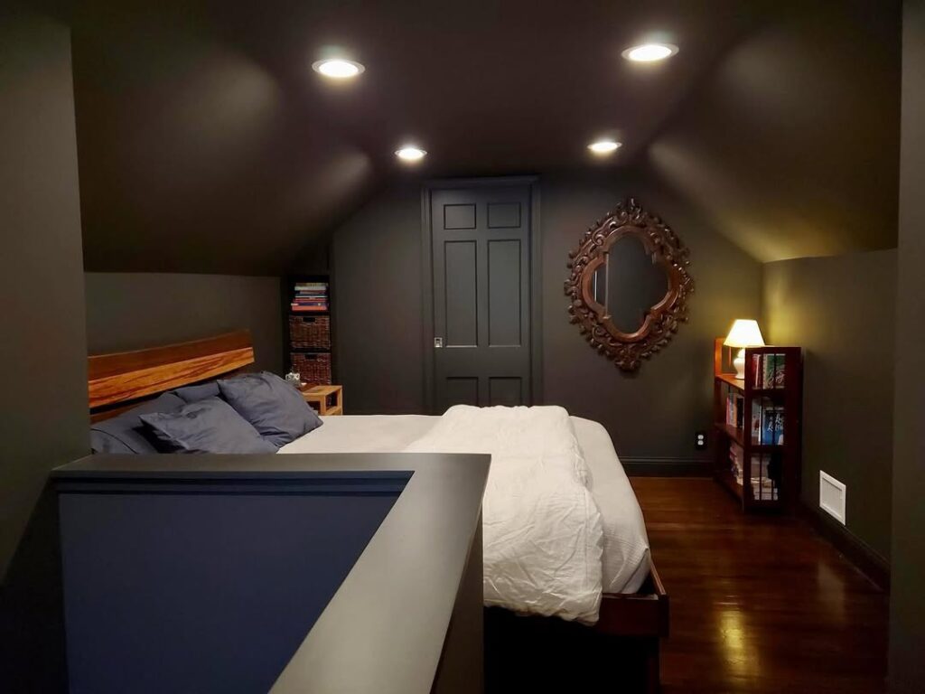 Matching Walls and Ceiling in a Dark Bedroom