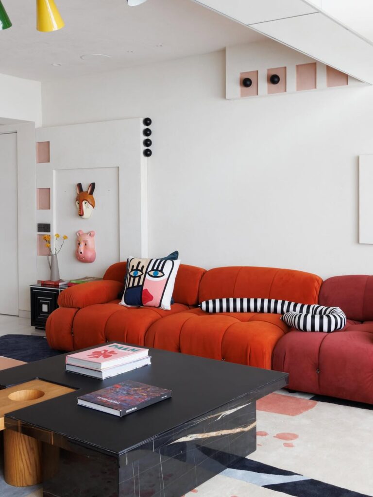 Memphis Orange Modular Lounge for Flexible Seating
