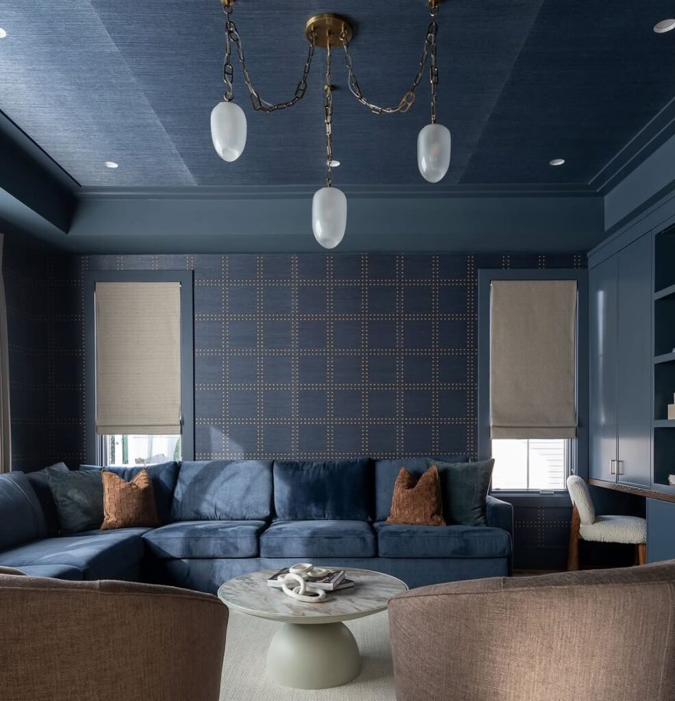 Midnight Blue Living Room for Study with Tailored Style