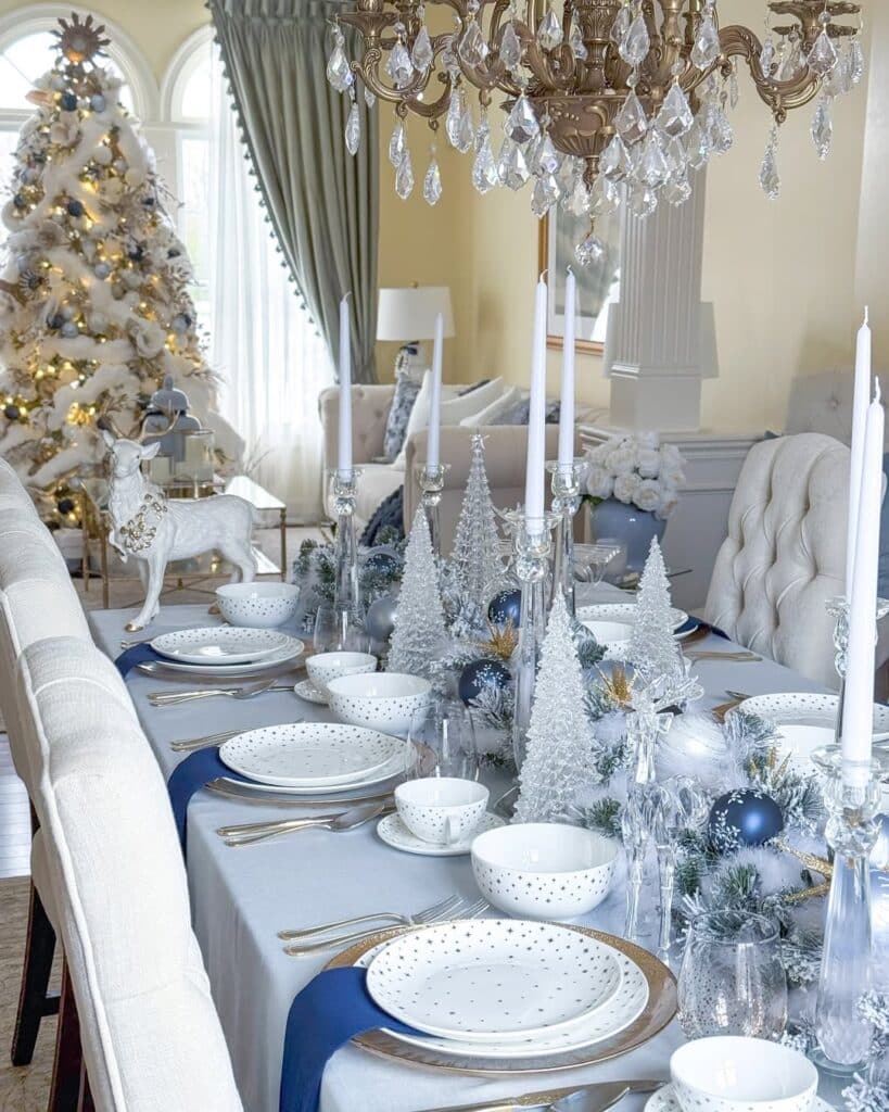 Midnight Blue Snowforest Tablescape