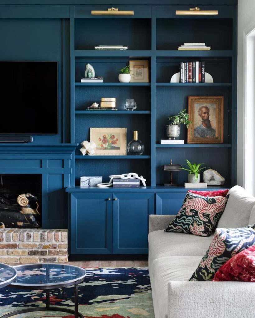 Midnight Blue Storage with White Furnishings
