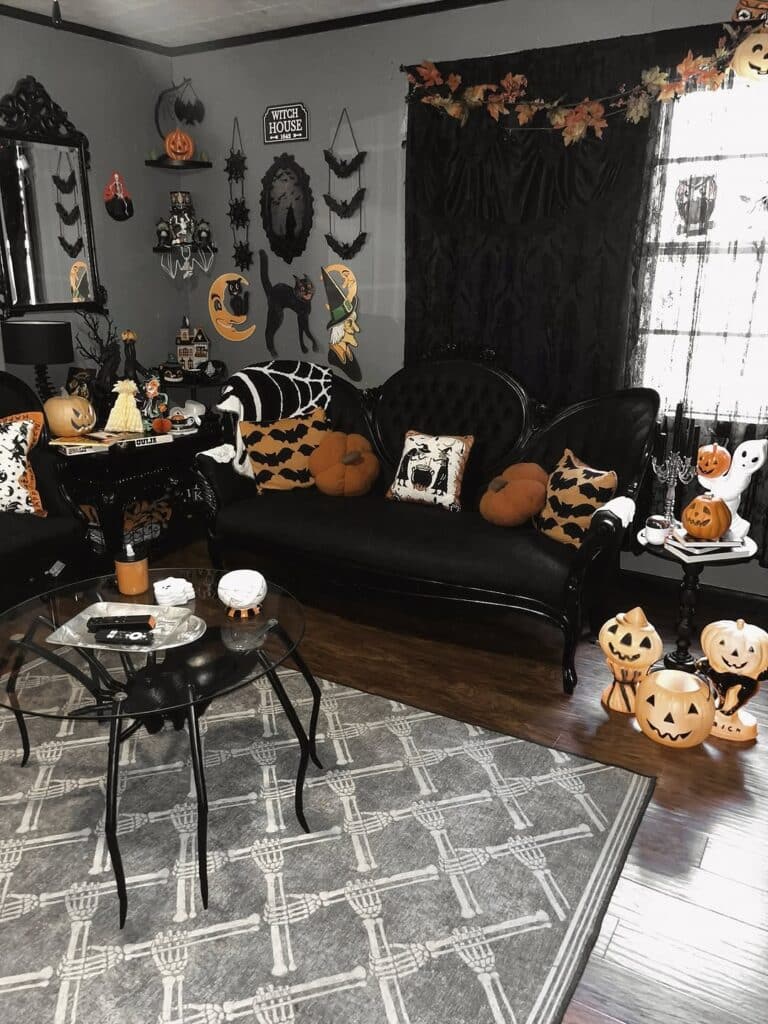 Midnight Pumpkin Bronze Gothic Living Room