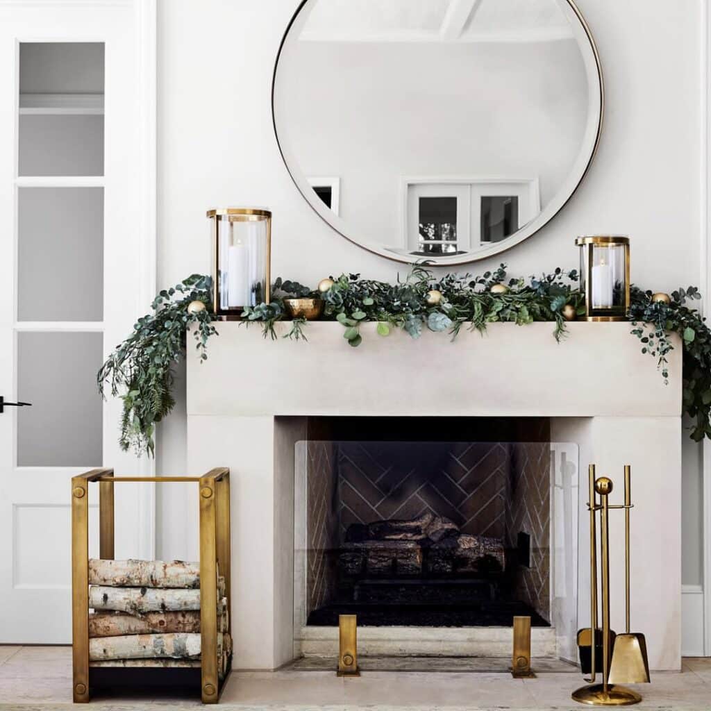 Minimal Winter Eucalyptus Brass Mantle