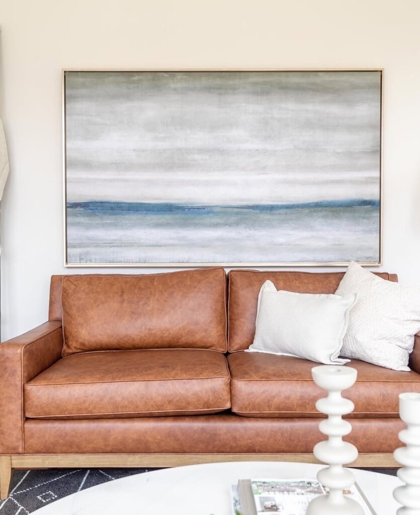 Minimalist Cognac Leather Lounge with Clean Lines