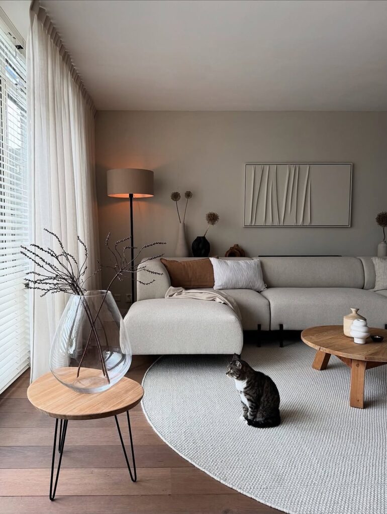 Minimalist Living Room with Walnut Warmth