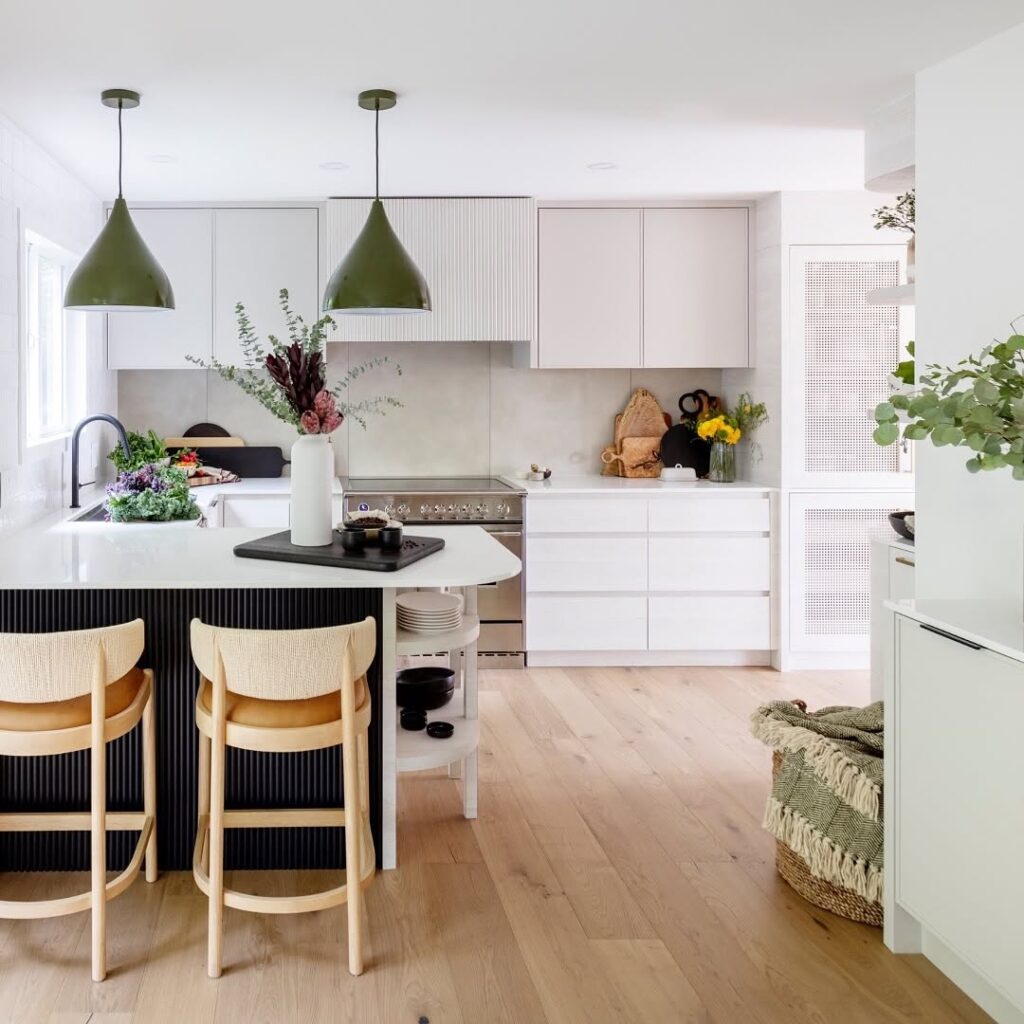 Minimalist Scandinavian Kitchen with Green Accents