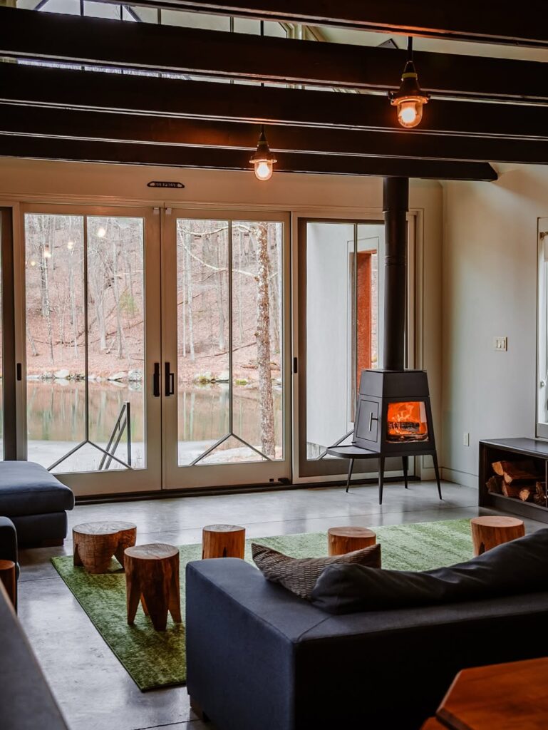 Modern Black Steel Wood Stove