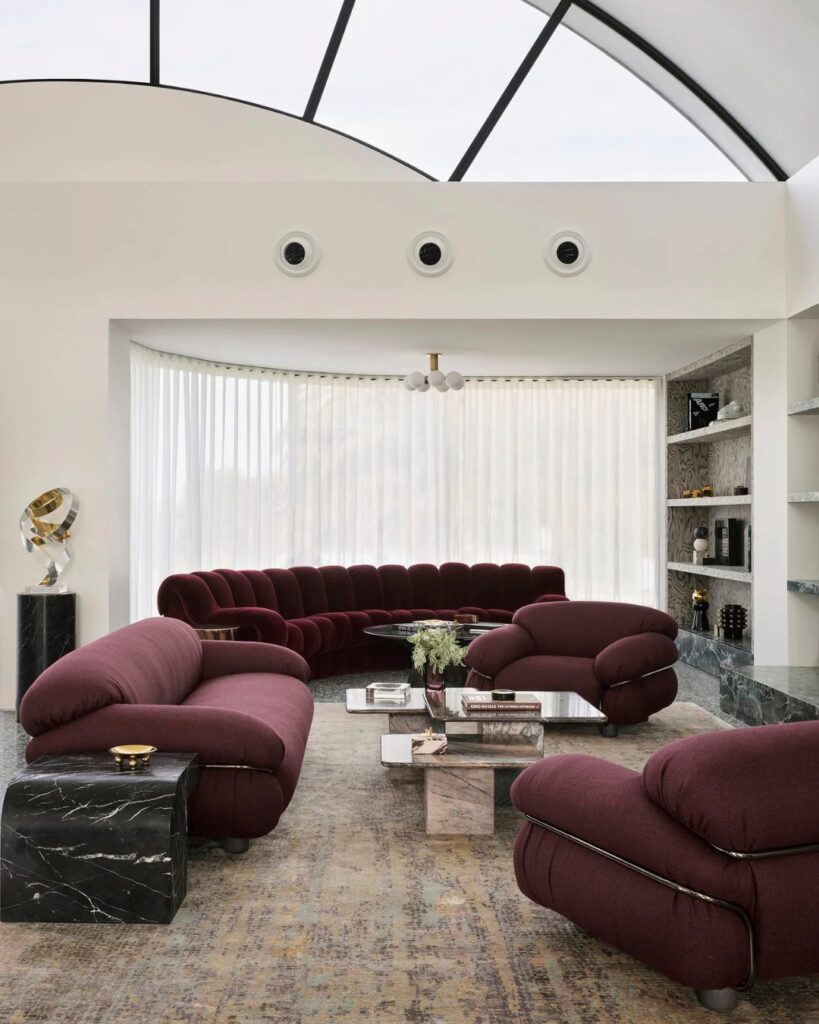 Modern Burgundy Sculptural Lounge