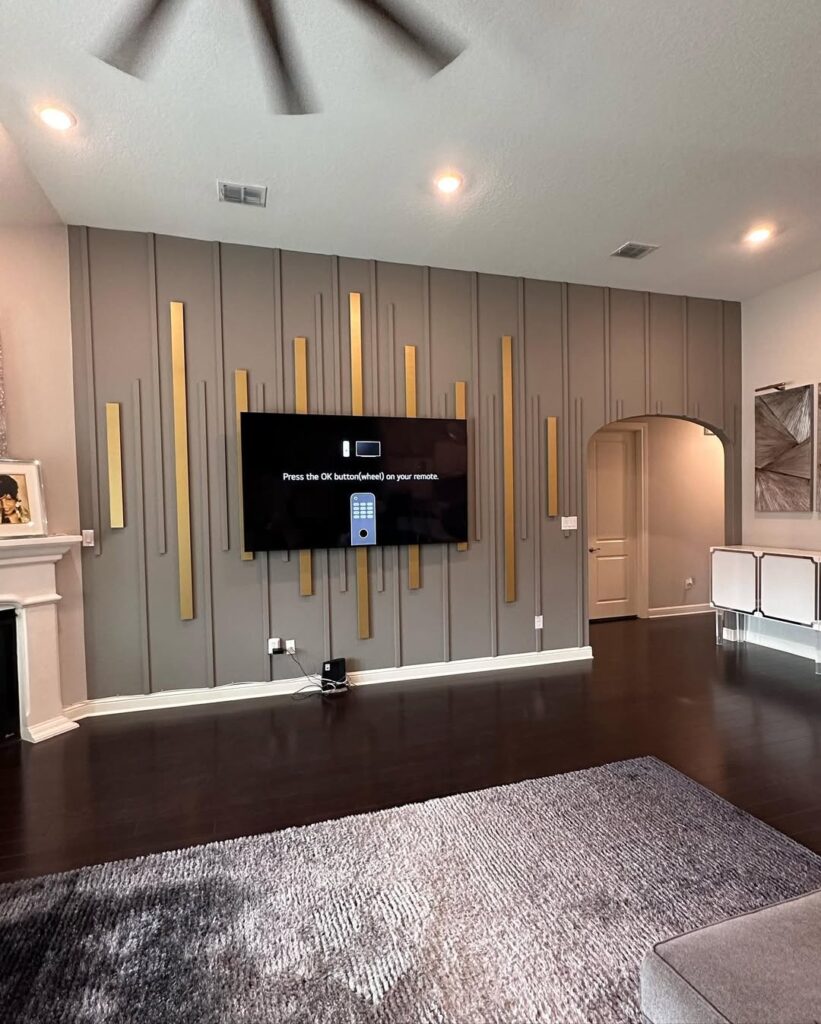 Modern Geometric Gold TV Wall