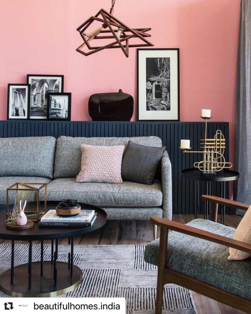 Modern Grey Blush Living Room Architectural Lines