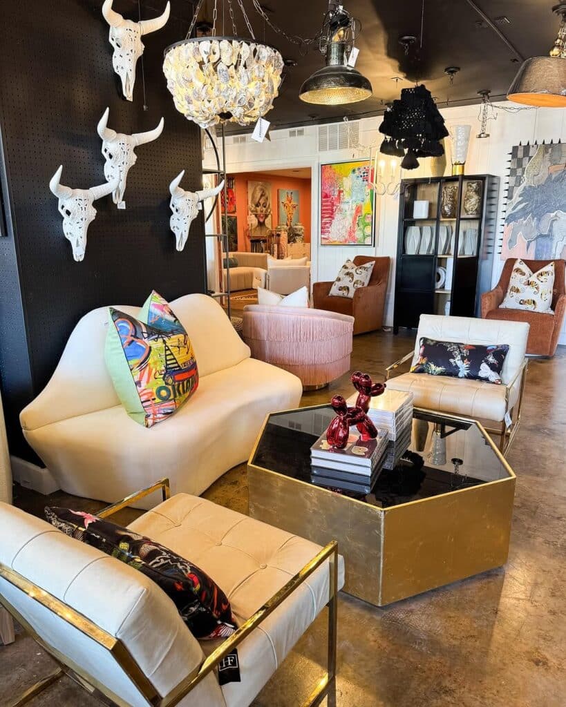 Modern Lounge Wall with a Skull and Western Boho Style