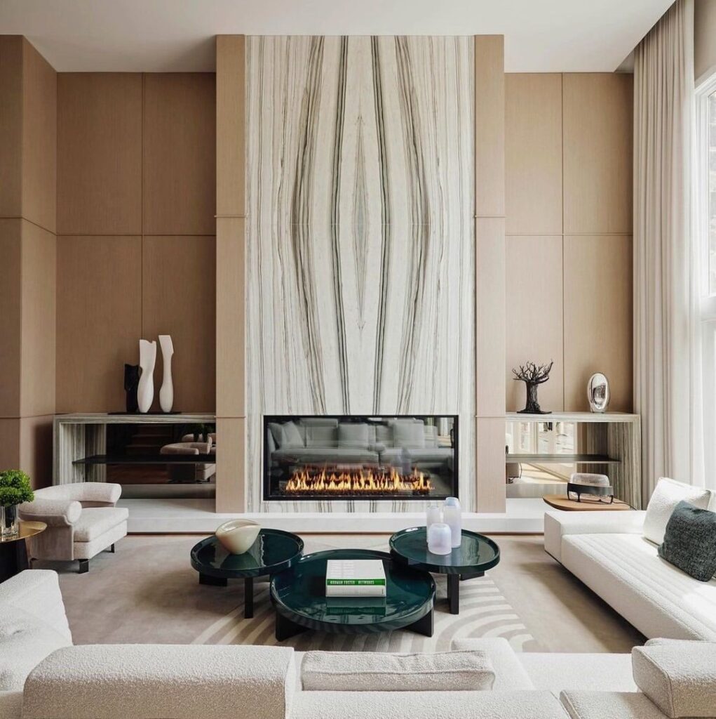 Modern Luxury Room with Book-Matched Marble