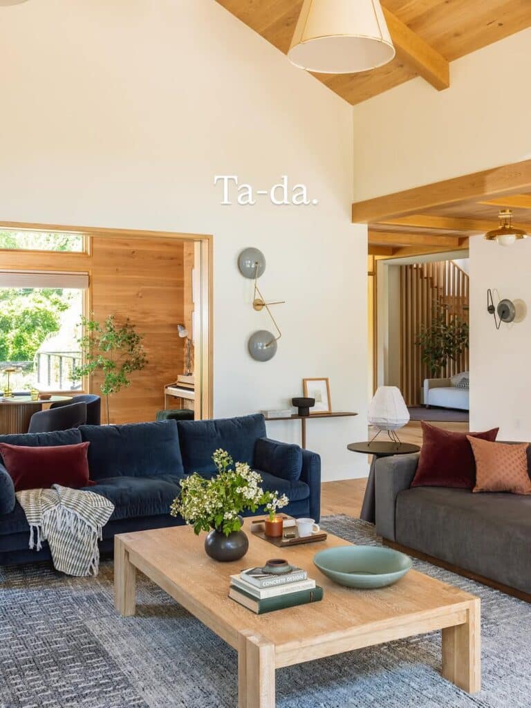 Modern Soft Wood and Velvet Living Room