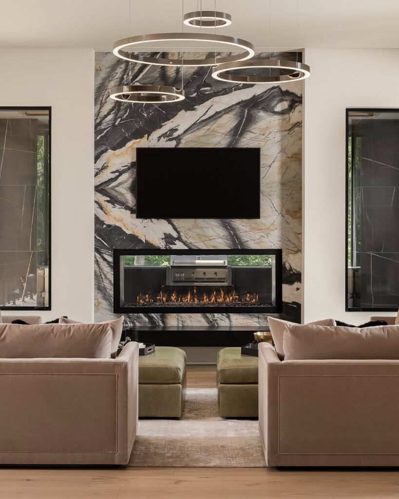 Monolithic Fireplace in Marble