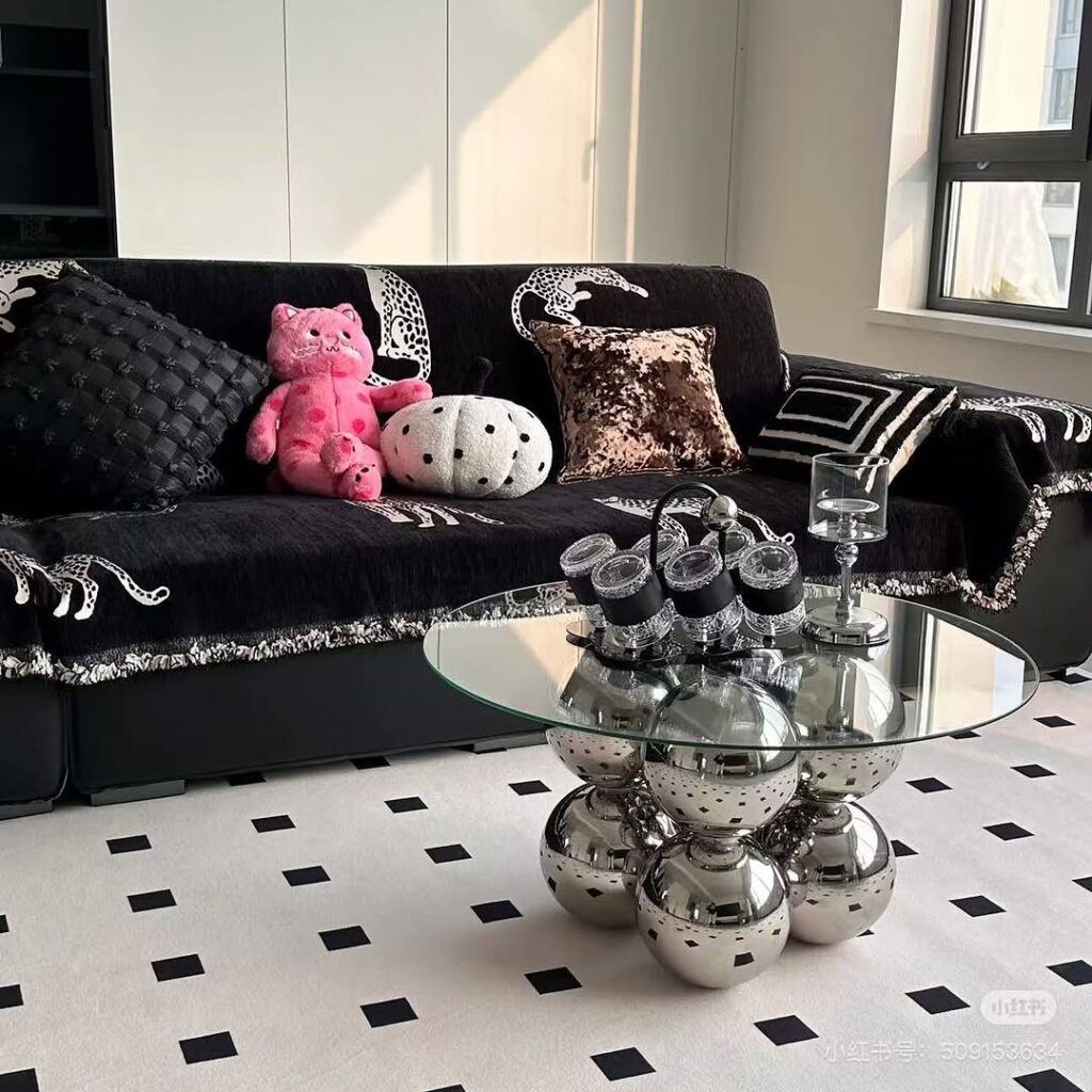 Moody Black Interior with Bubble Chrome Accent