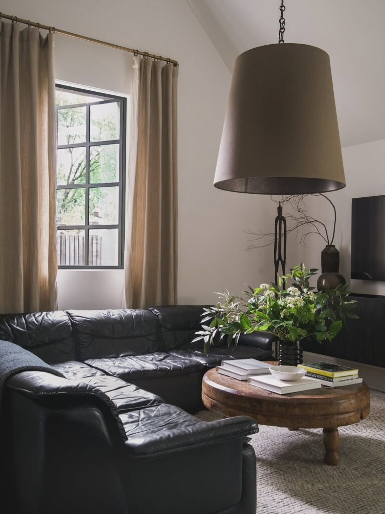 Moody Black Leather Sectional