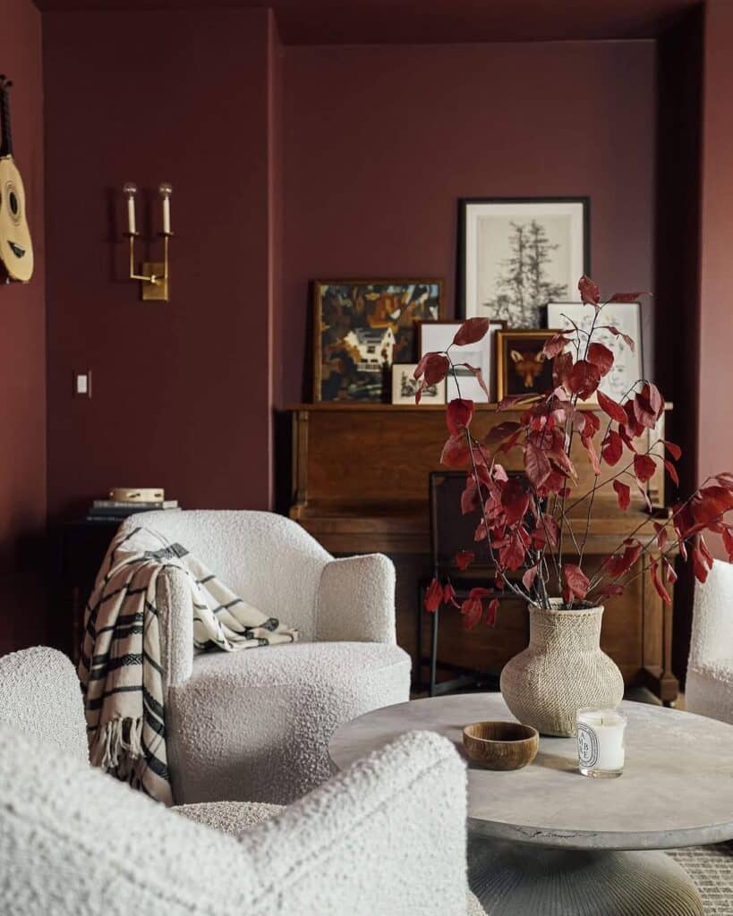 Muted Burgundy Soft Bouclé Parlour