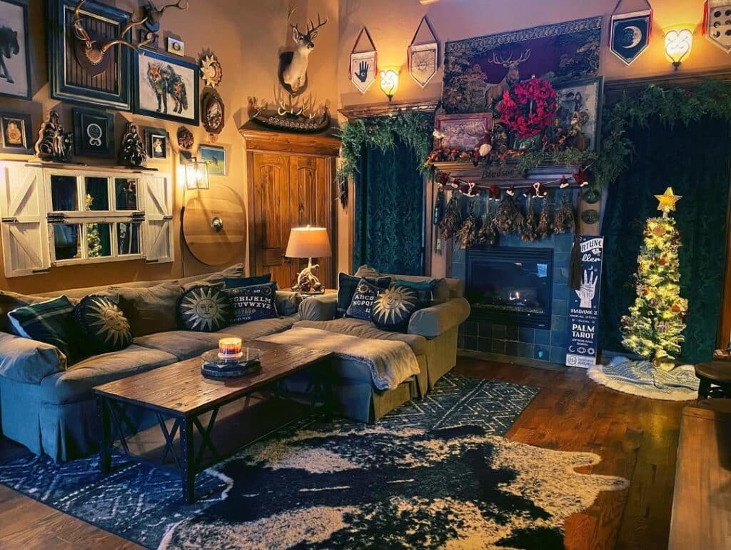 Mystic Witchy Woodland Lodge Living Room