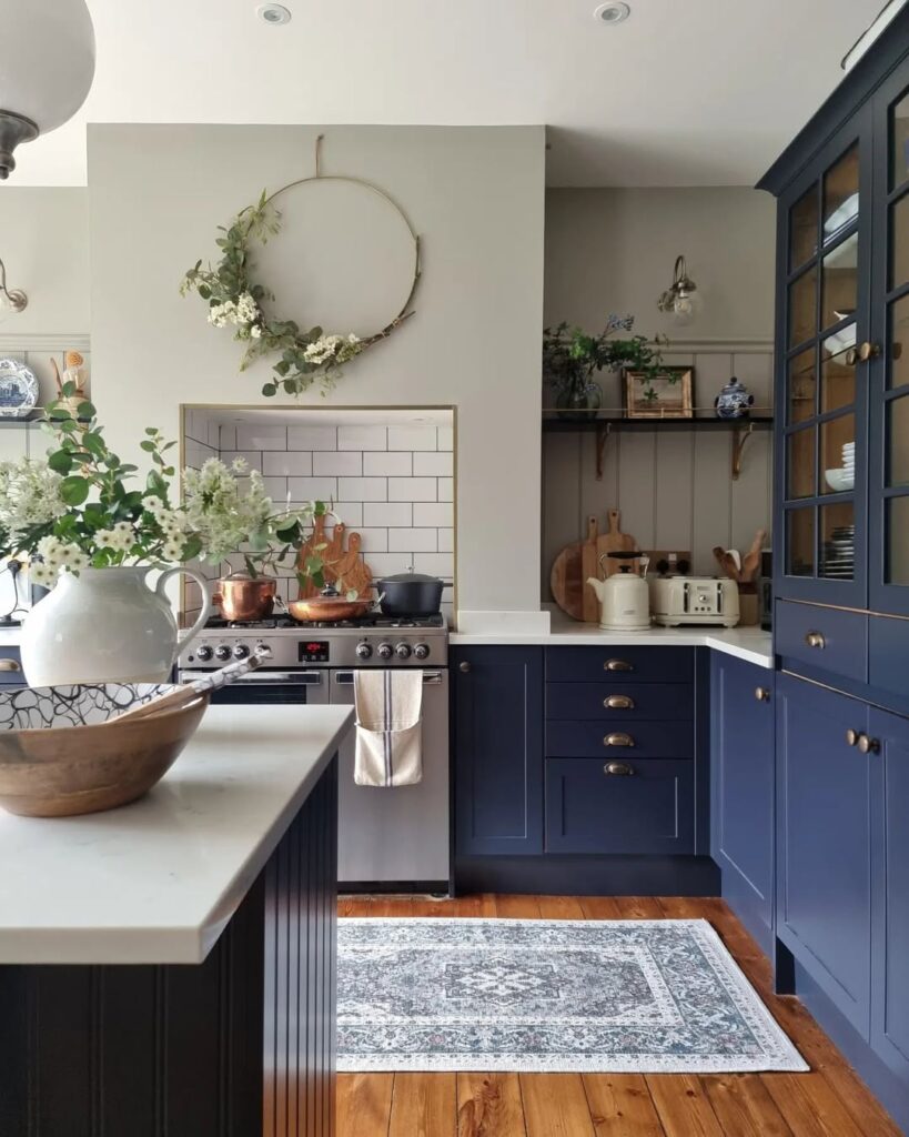 Navy French Country Farmhouse Kitchen