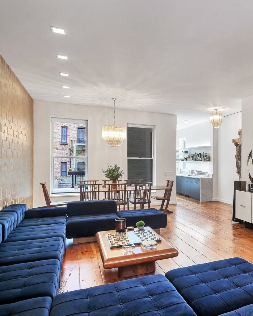 Navy Modular Seating in an Open Loft