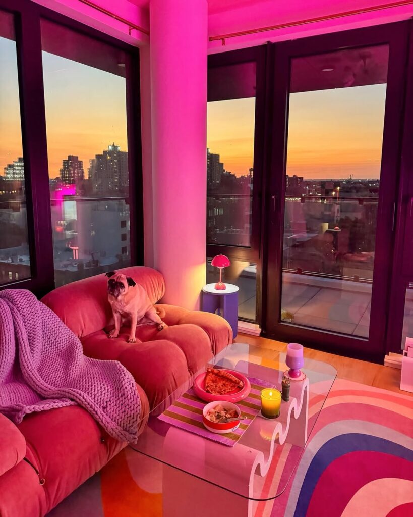 Neon Pink Cityscape Lounge