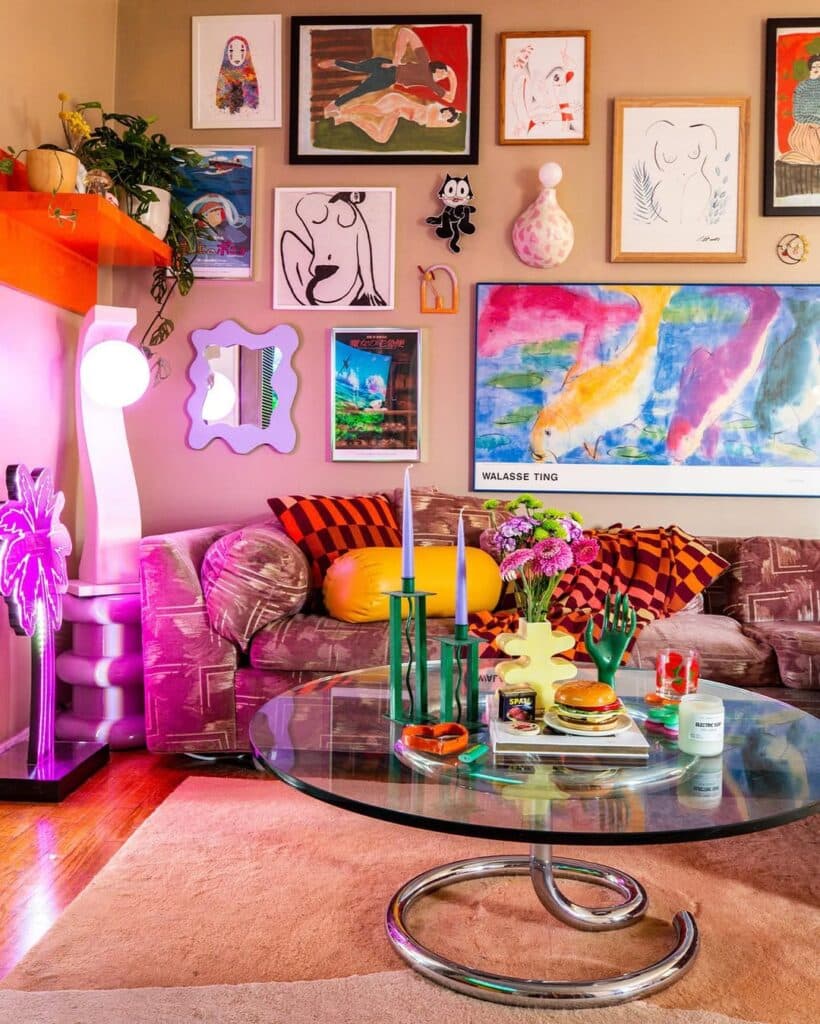 Neon Pop Art Living Room with 80s Maximalism