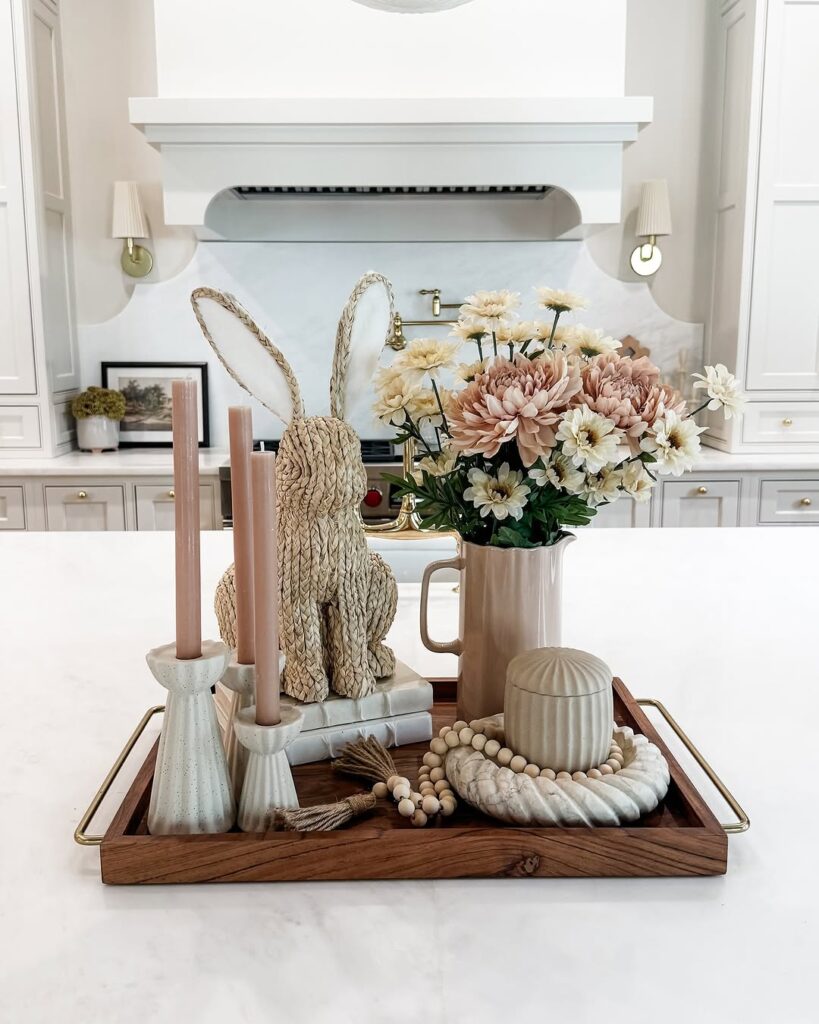 Neutral Bunny Spring Bloom Centerpiece