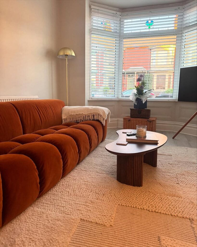 Neutral Calm Orange Sofa in Soft Modern Style