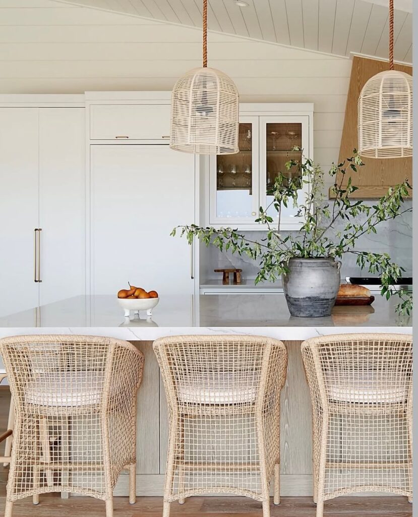 Neutral Jute and Rattan Coastal Minimalist Kitchen