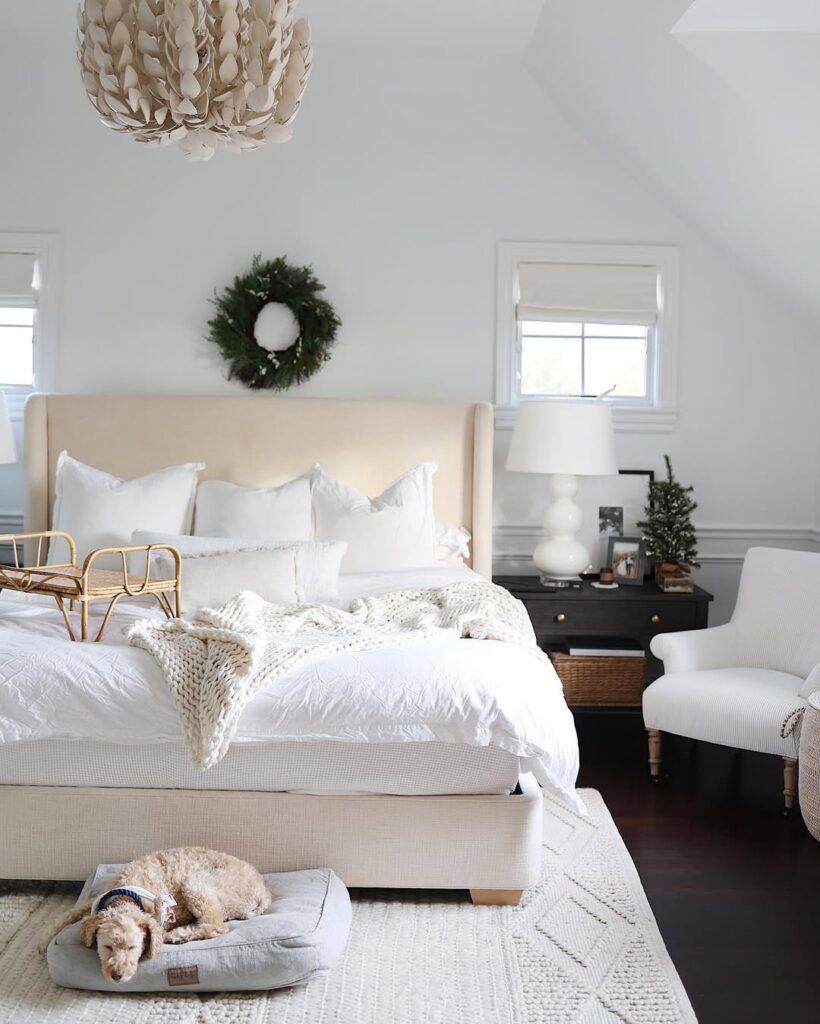 Neutral Winter Bedroom with Knitted Layers